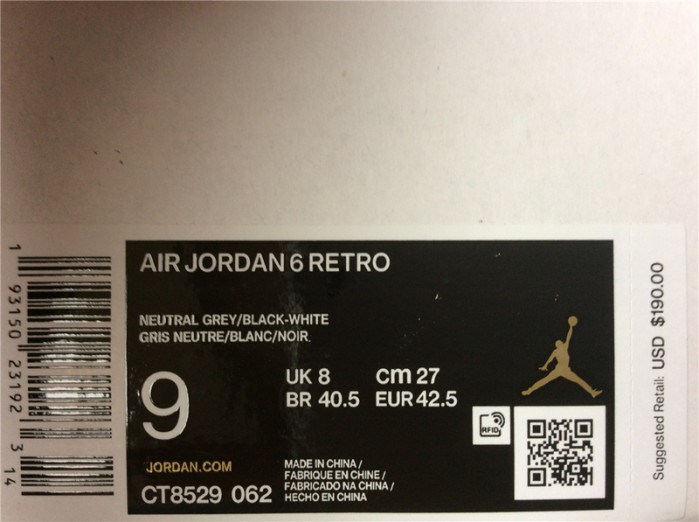 air jordan 6 retro hare ct8529-062